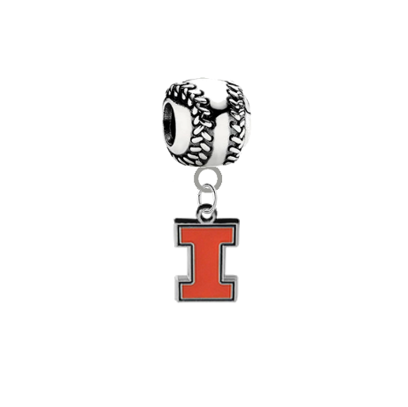 Illinois Fighting Illini Softball European Bracelet Charm (Pandora Compatible)