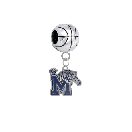 Memphis Tigers Basketball European Bracelet Charm (Pandora Compatible)