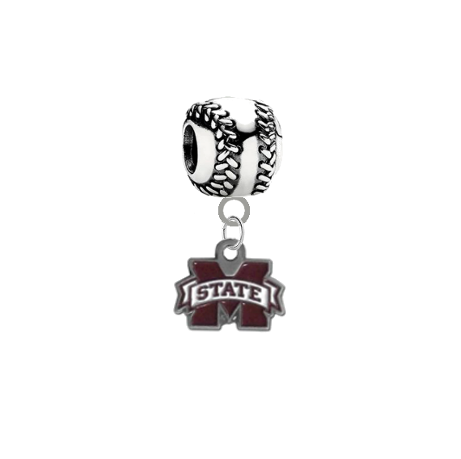 Mississippi State Bulldogs Softball European Bracelet Charm (Pandora Compatible)