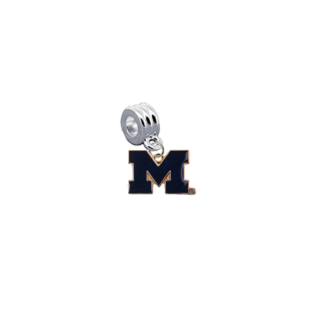 Michigan Wolverines 2 NCAA Universal European Bracelet Charm (Pandora Compatible)