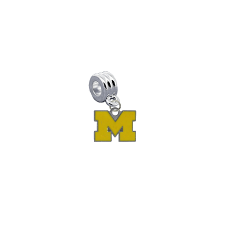 Michigan Wolverines 3 NCAA Universal European Bracelet Charm (Pandora Compatible)
