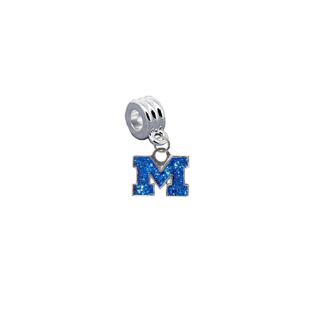 Michigan Wolverines Glitter NCAA Universal European Bracelet Charm (Pandora Compatible)