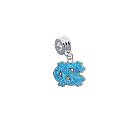 North Carolina Tar Heels Glitter Logo NCAA Universal European Bracelet Charm (Pandora Compatible)