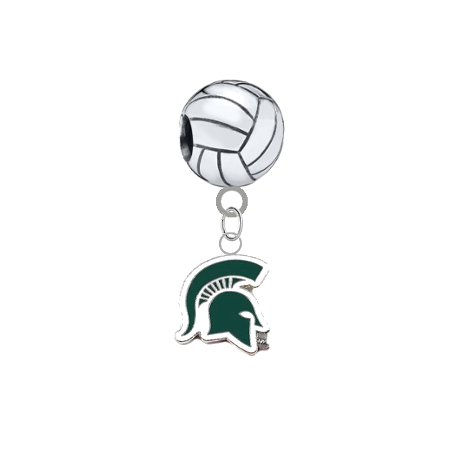 Michigan State Spartans Mascot Volleyball Universal European Bracelet Charm