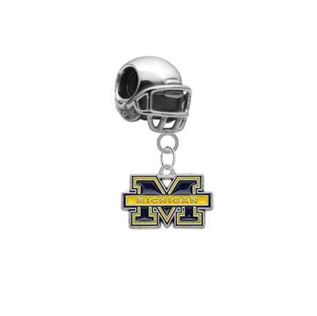 Michigan Wolverines Football Helmet Universal European Bracelet Charm