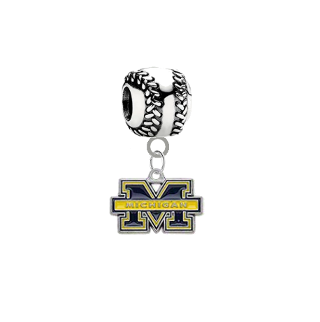 Michigan Wolverines Baseball Universal European Bracelet Charm