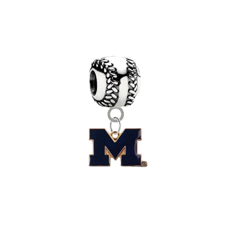 Michigan Wolverines Style 2 Softball Universal European Bracelet Charm