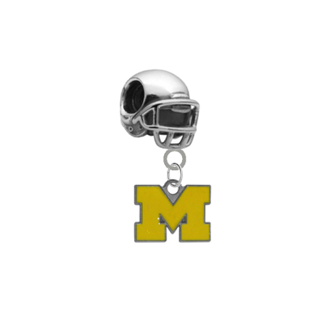 Michigan Wolverines Style 3 Football Helmet Universal European Bracelet Charm