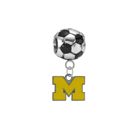 Michigan Wolverines Style 3 Soccer Universal European Bracelet Charm