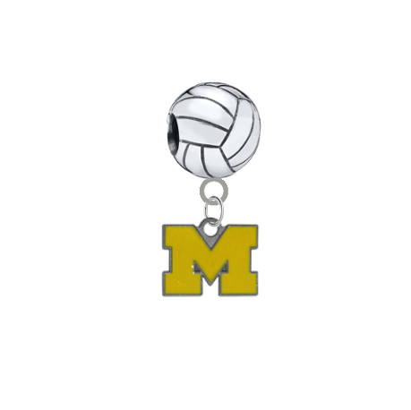 Michigan Wolverines Style 3 Volleyball Universal European Bracelet Charm