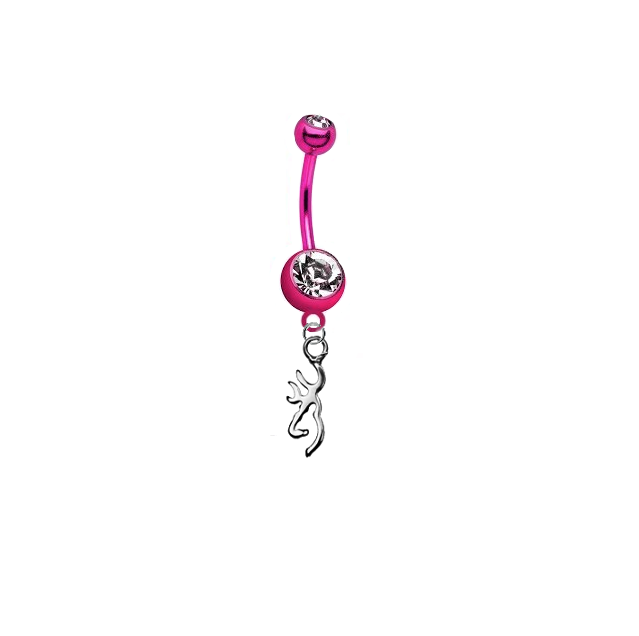 Browning Buckmark Pink Titanium Anodized Belly Button Navel Ring