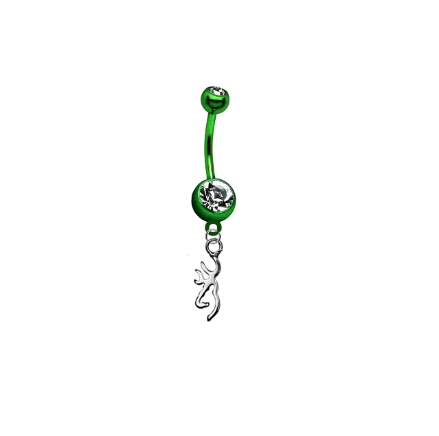 Browning Buckmark Green Titanium Anodized Belly Button Navel Ring