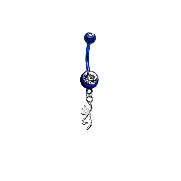 Browning Buckmark Blue Titanium Anodized Belly Button Navel Ring