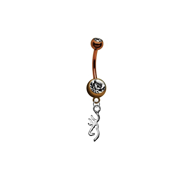 Browning Buckmark Brown Titanium Anodized Belly Button Ring SportsJewelryProShop