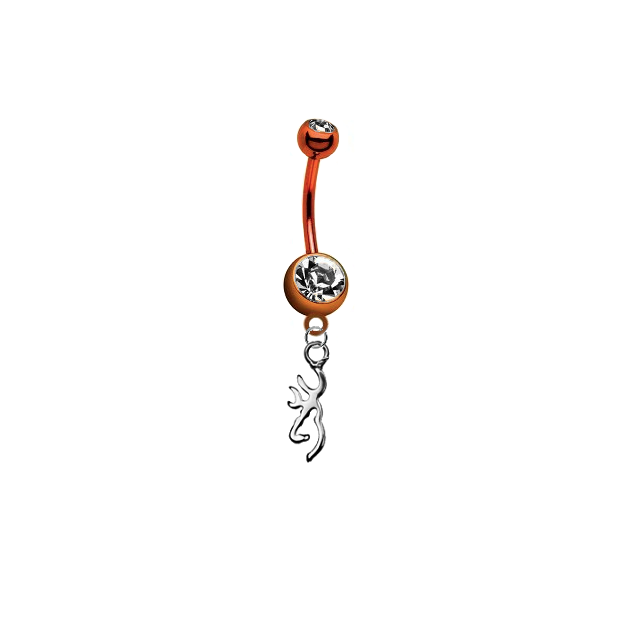 Browning Buckmark Orange Titanium Anodized Belly Button Navel Ring