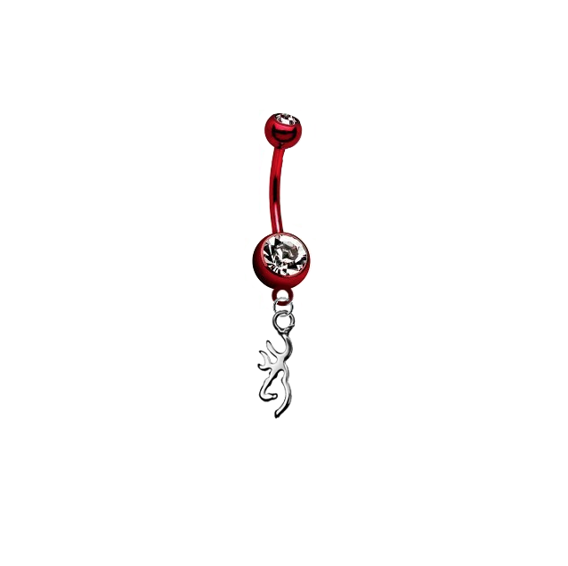 Browning Buckmark Red Titanium Anodized Belly Button Navel Ring