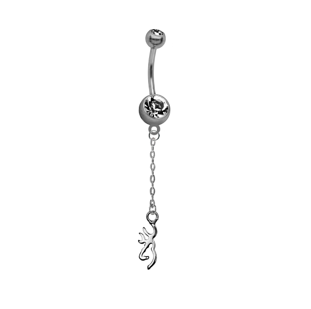 Browning Buckmark Dangle Chain Licensed Logo Charm Belly Button Navel Ring