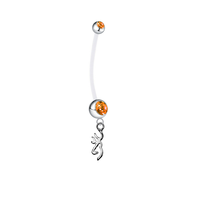 Browning Buckmark Orange Pregnancy Maternity Belly Button Navel Ring