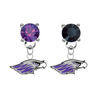 Wisconsin Whitewater Warhawks PURPLE & BLACK Swarovski Crystal Stud Rhinestone Earrings