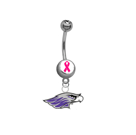 Wisconsin Whitewater Warhawks Breast Cancer Awareness Belly Button Navel Ring