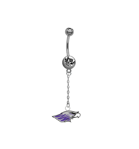 Wisconsin Whitewater Warhawks Dangle Chain Belly Button Navel Ring
