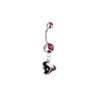 Houston Texans Silver Red Swarovski Belly Button Navel Ring - Customize Gem Colors