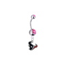 Houston Texans Silver Pink Swarovski Belly Button Navel Ring - Customize Gem Colors