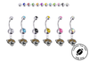 Jacksonville Jaguars Silver Swarovski Belly Button Navel Ring - Customize Gem Colors