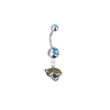 Jacksonville Jaguars Silver Teal Swarovski Belly Button Navel Ring - Customize Gem Colors