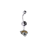 Jacksonville Jaguars Silver Black Swarovski Belly Button Navel Ring - Customize Gem Colors
