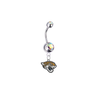 Jacksonville Jaguars Silver Auora Borealis Swarovski Belly Button Navel Ring - Customize Gem Colors