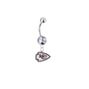 Kansas City Chiefs Silver Clear Swarovski Belly Button Navel Ring - Customize Gem Colors