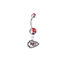 Kansas City Chiefs Silver Red Swarovski Belly Button Navel Ring - Customize Gem Colors
