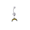Los Angeles Chargers Silver Clear Swarovski Belly Button Navel Ring - Customize Gem Colors