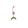 Los Angeles Chargers Silver Pink Swarovski Belly Button Navel Ring - Customize Gem Colors