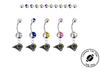 Los Angeles Rams Silver Swarovski Belly Button Navel Ring - Customize Gem Colors
