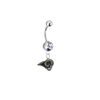 Los Angeles Rams Silver Clear Swarovski Belly Button Navel Ring - Customize Gem Colors