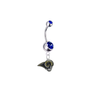 Los Angeles Rams Silver Blue Swarovski Belly Button Navel Ring - Customize Gem Colors
