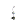 Los Angeles Rams Silver Auora Borealis Swarovski Belly Button Navel Ring - Customize Gem Colors