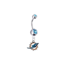 Miami Dolphins Silver Teal Swarovski Belly Button Navel Ring - Customize Gem Colors