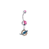 Miami Dolphins Silver Pink Swarovski Belly Button Navel Ring - Customize Gem Colors