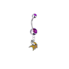 Minnesota Vikings Silver Purple Swarovski Belly Button Navel Ring - Customize Gem Colors