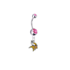 Minnesota Vikings Silver Pink Swarovski Belly Button Navel Ring - Customize Gem Colors