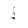New England Patriots Silver Clear Swarovski Belly Button Navel Ring - Customize Gem Colors