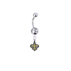New Orleans Saints Silver Swarovski Clear Belly Button Navel Ring - Customize Gem Colors