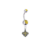 New Orleans Saints Silver Swarovski Gold Belly Button Navel Ring - Customize Gem Colors