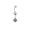 New Orleans Saints Silver Swarovski Auora Borealis Belly Button Navel Ring - Customize Gem Colors