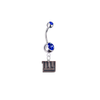 New York Giants Silver Swarovski Blue Belly Button Navel Ring - Customize Gem Colors