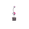 New York Giants Silver Swarovski Pink Belly Button Navel Ring - Customize Gem Colors