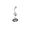 New York Jets Silver Auora Borealis Swarovski Belly Button Navel Ring - Customize Gem Colors